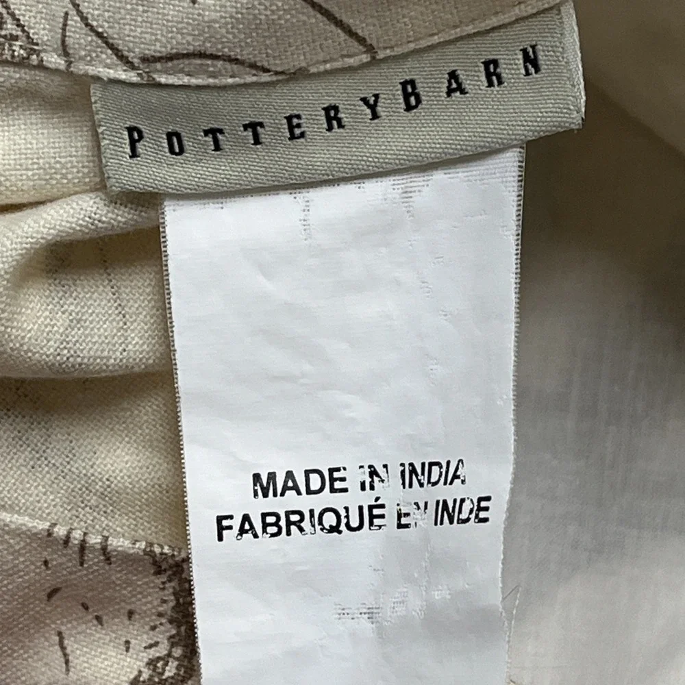Pottery Barn Pillow Sham Embroidered Bird Ivory Botanical 18x18 Button Close